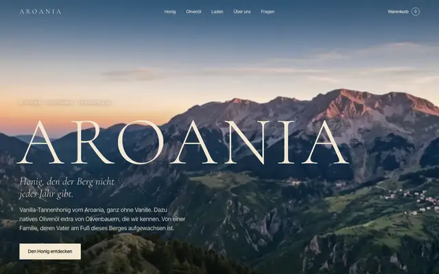 Bildschirmfoto der Website: AROANIA