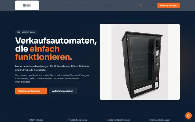 Bildschirmfoto der Website: B&Z Handels GmbH