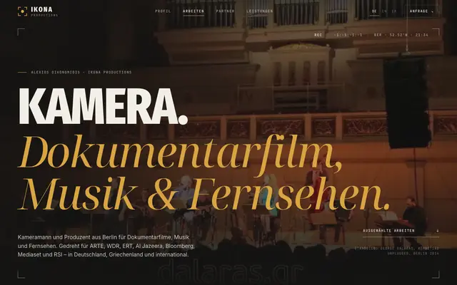 Bildschirmfoto der Website: Ikona Productions
