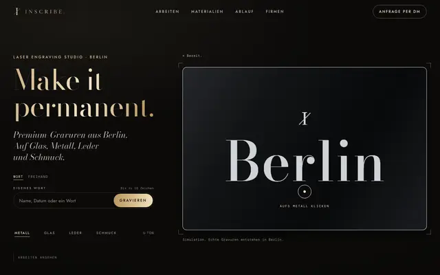 Bildschirmfoto der Website: INSCRIBE