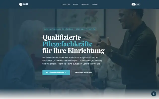 Bildschirmfoto der Website: Kessel International Recruitment Services